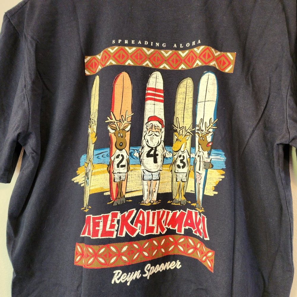 Reyn Spooner Tee Short Sleeve, Sz M, Melekalikimaka, Spread Aloha, XMas, Casual